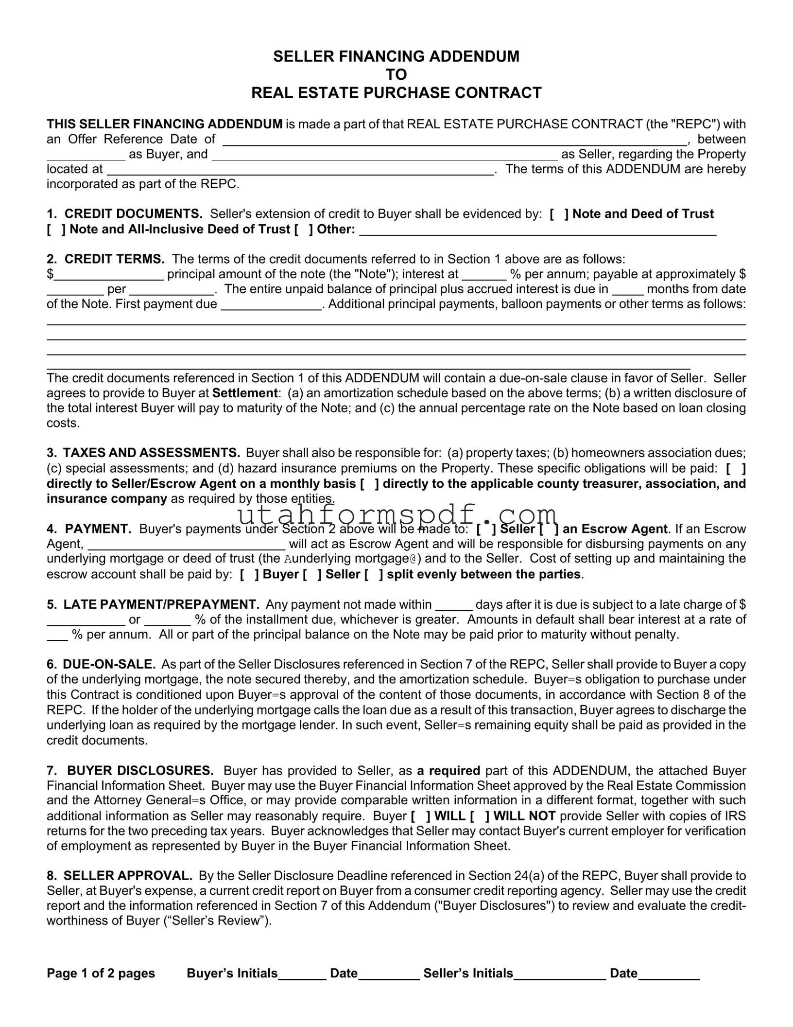Blank Seller Utah Form