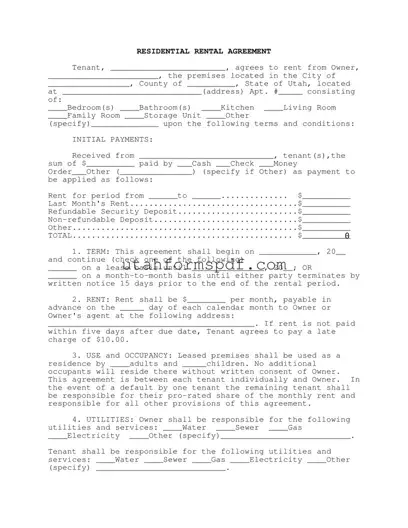 Blank Agreement Utah Form