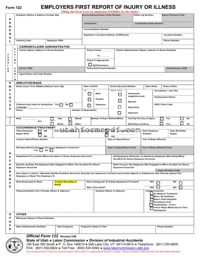 Blank Official 122 Utah Form