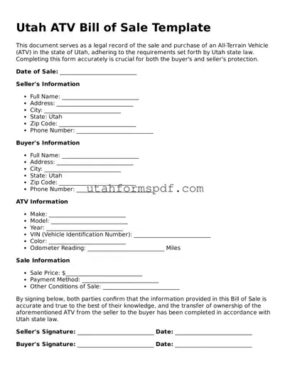 Official Utah ATV Bill of Sale Form