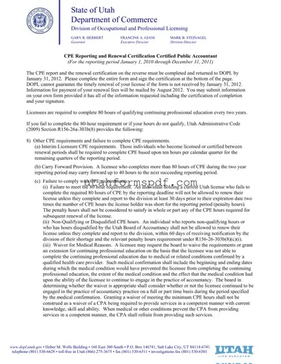 Blank Utah Cpe Reporting Form