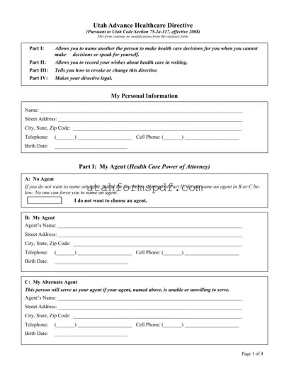 Blank Utah Healthcare Directive Form