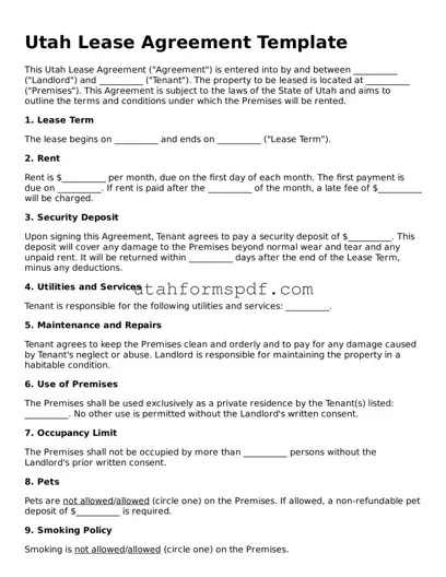 Official Utah Lease Agreement Form