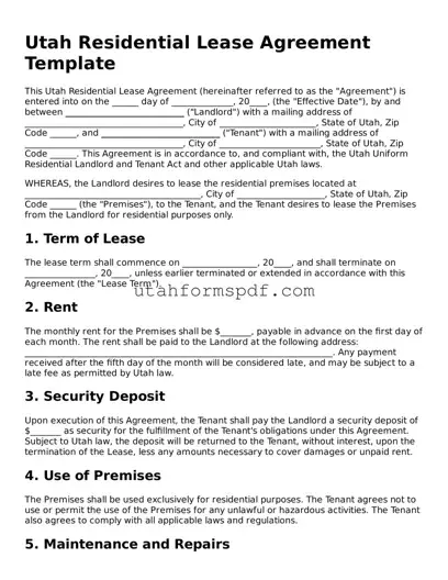 Official Utah Residential Lease Agreement Form