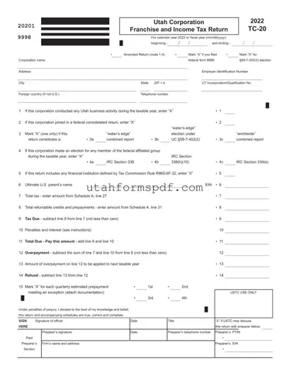 Blank Utah Tc 20 Form