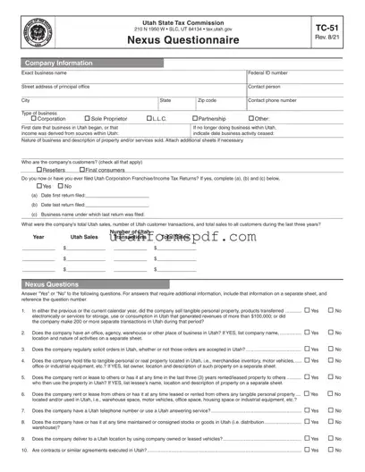 Blank Utah Tc 51 Form