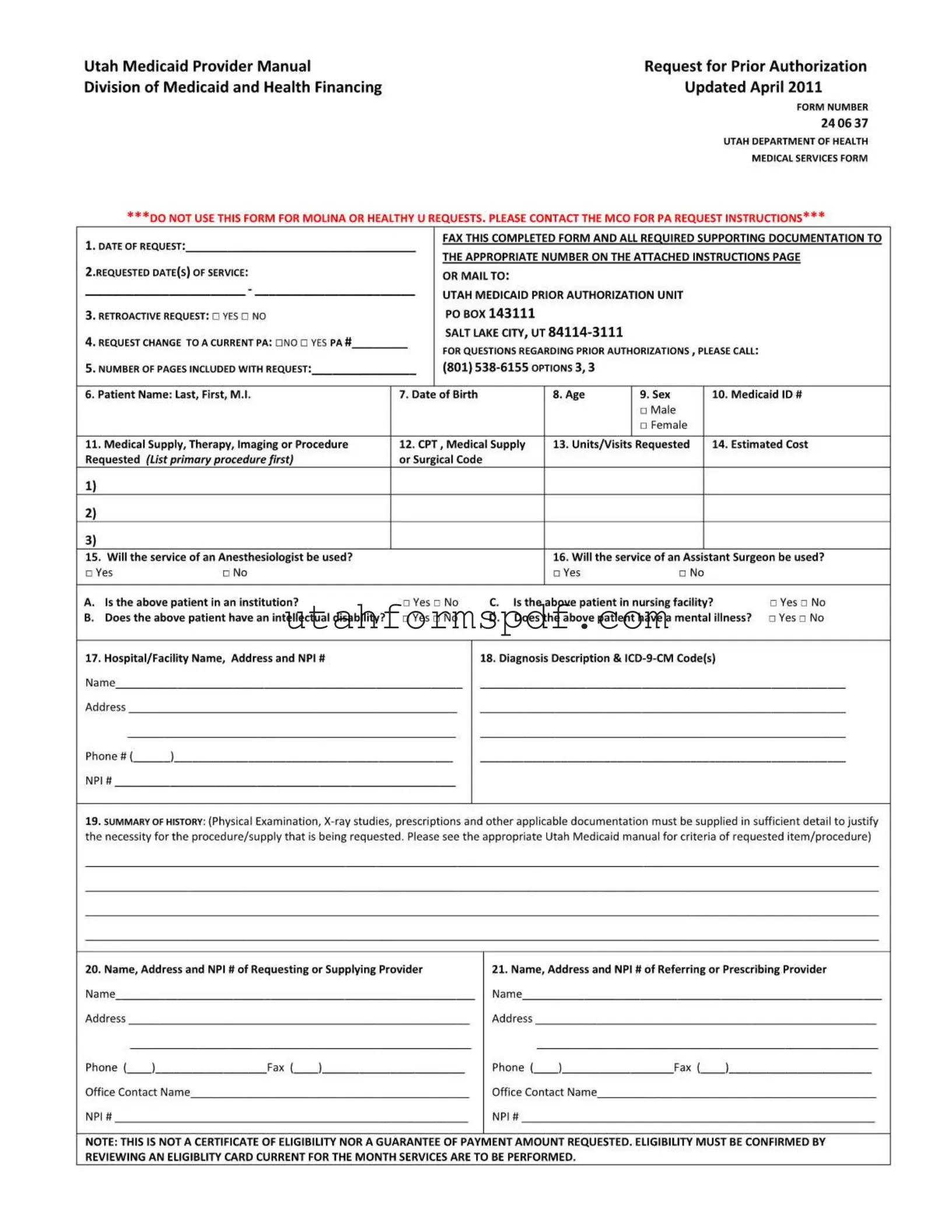 Blank Utah 24 06 37 Form