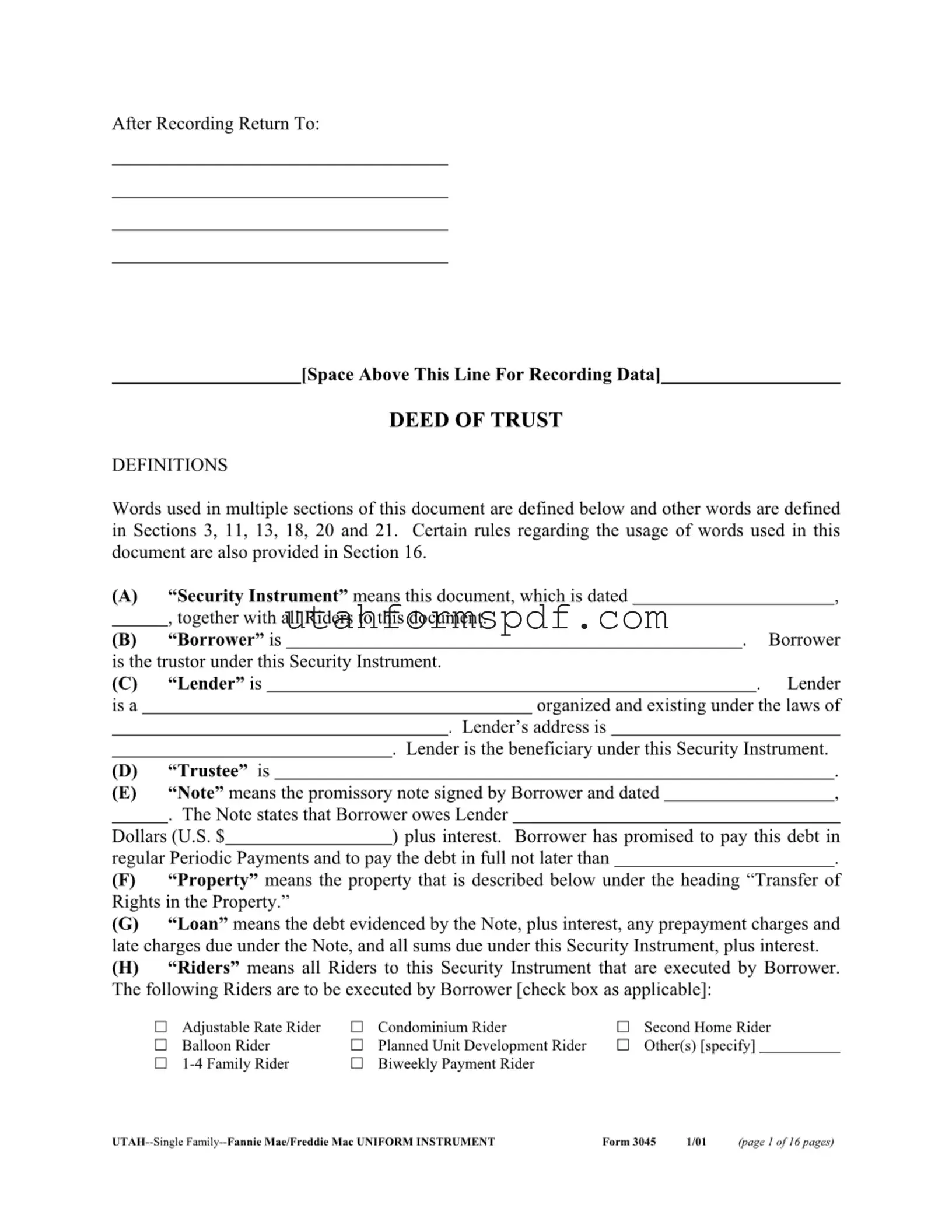 Blank Utah 3045 Form