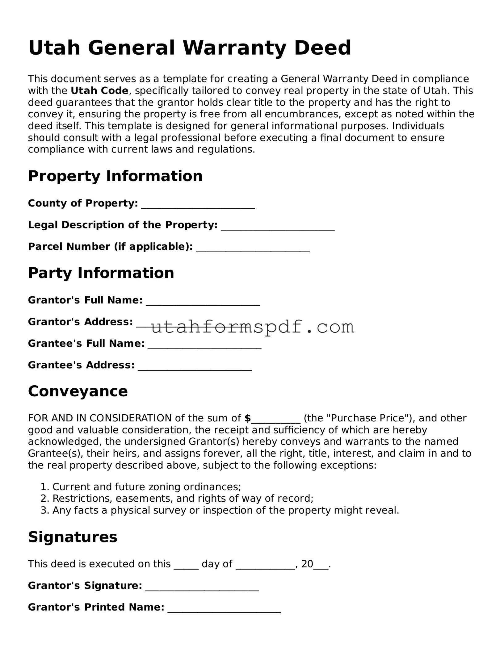Official Utah Deed Form